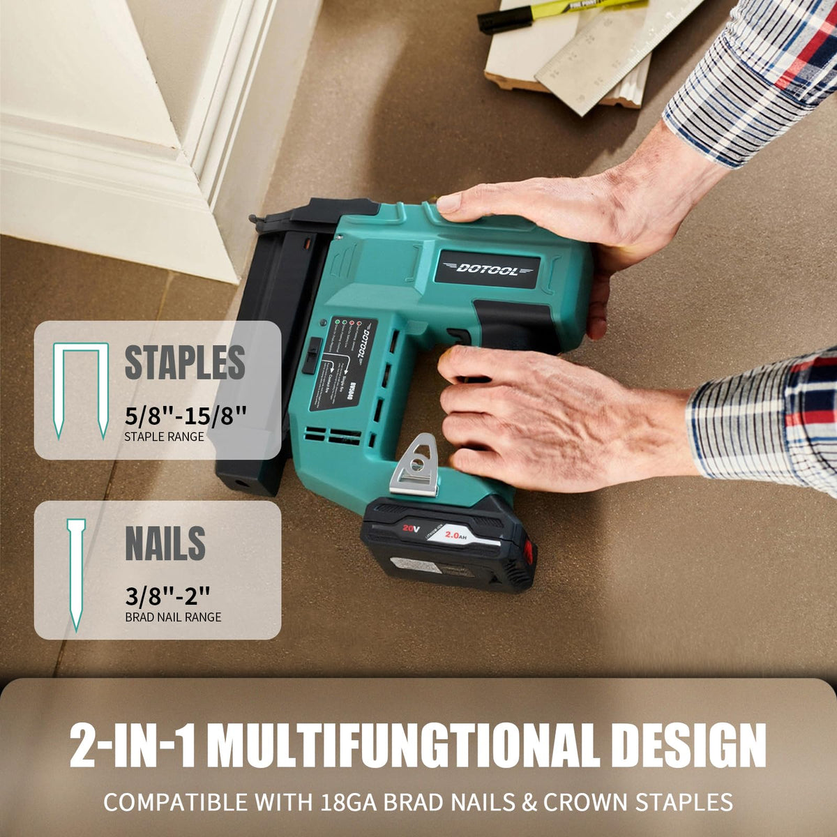 20V Cordless Brad Nailer Kit 2 in 1 Electric Nail Gun E5567