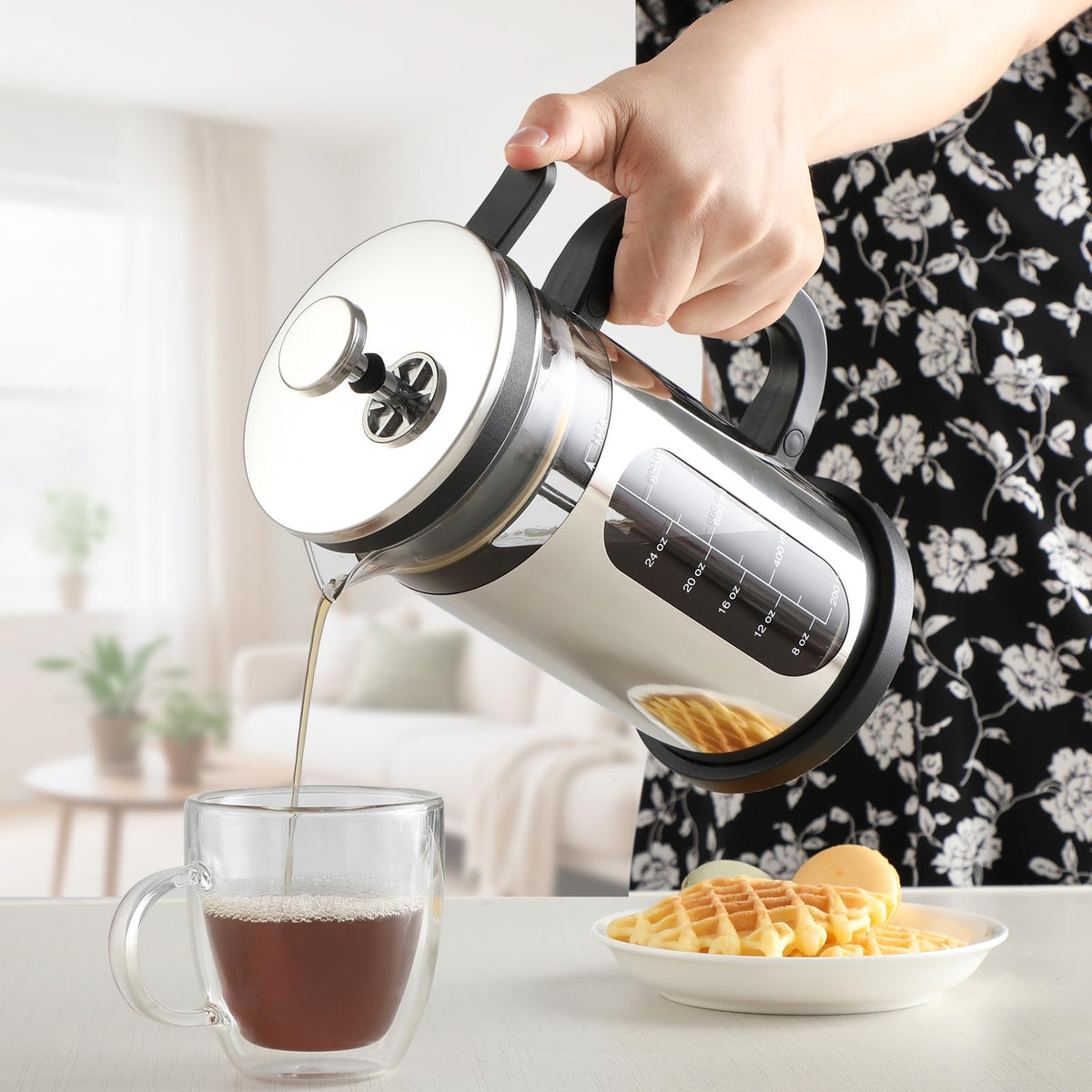 34 oz Borosilicate Glass Stainless Steel French Press A89660