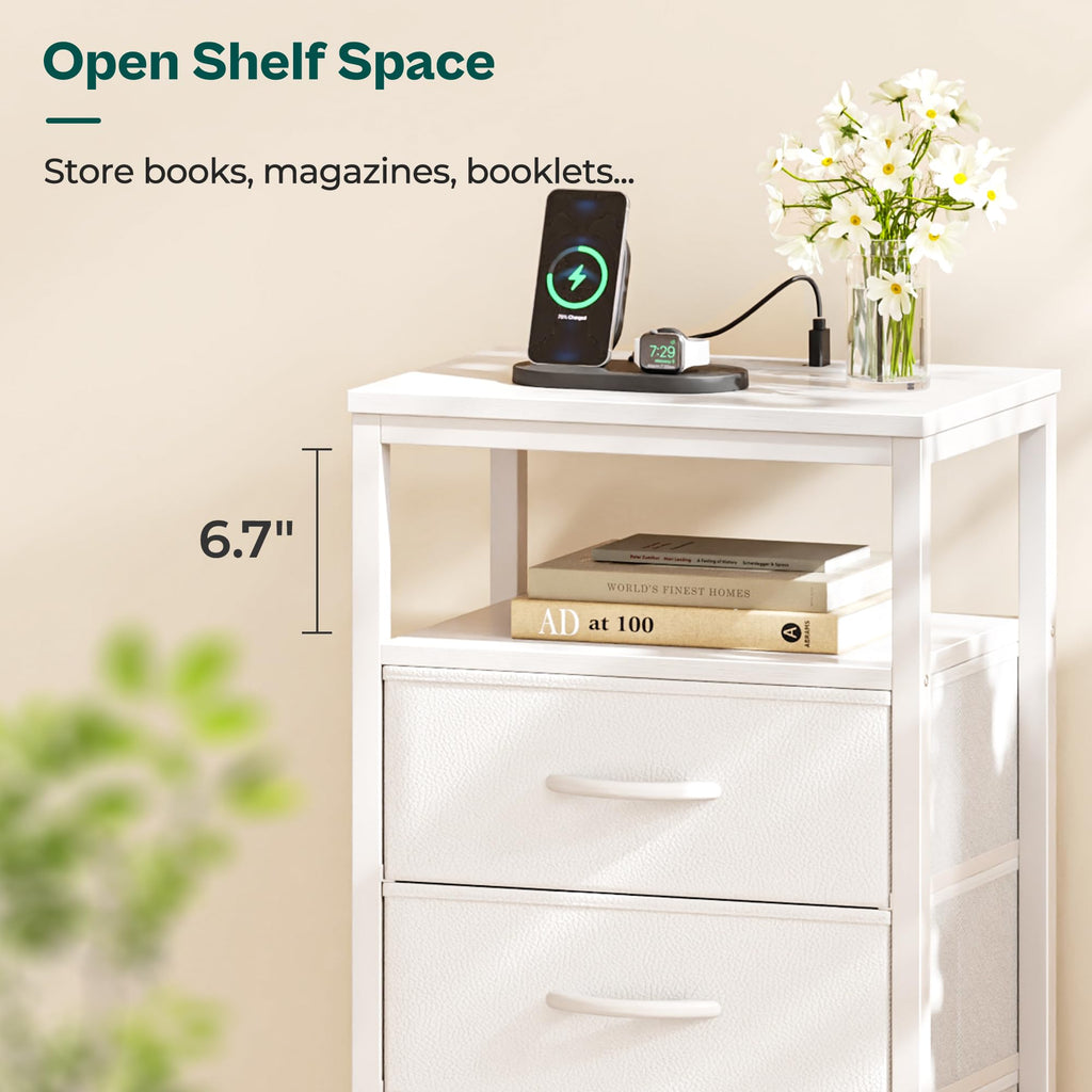 White 5 Drawer Dresser with Charging Station I69660