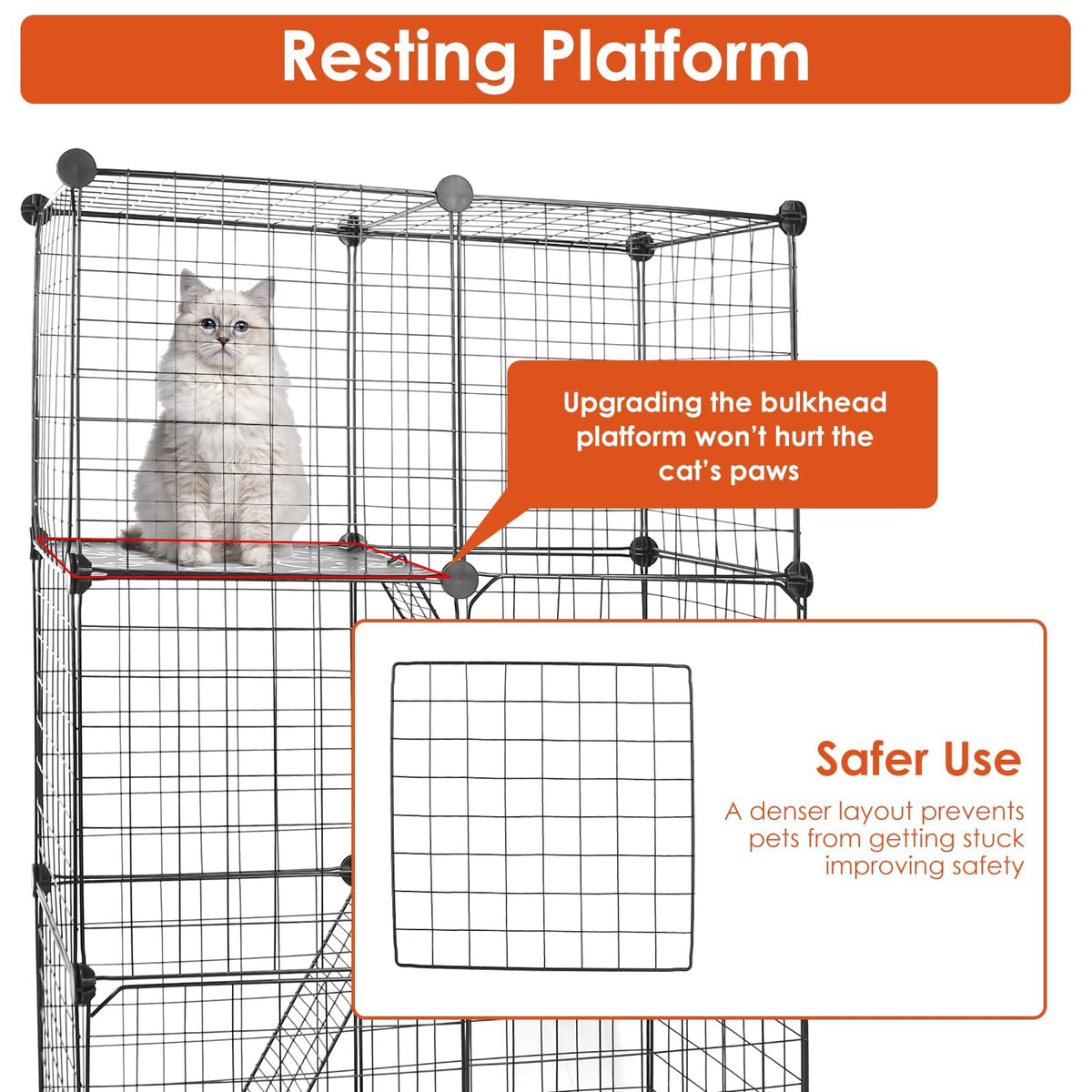 3-Tier Cat Cage with 3 Doors 2 Ramp Ladders H604