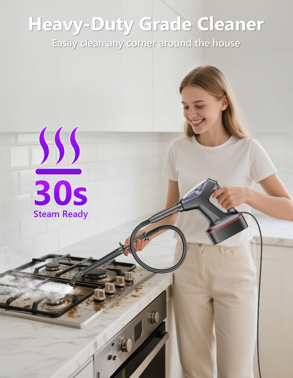 Heavy Duty All-in-One Steam Mop with Detachable Handheld Steamer L63363