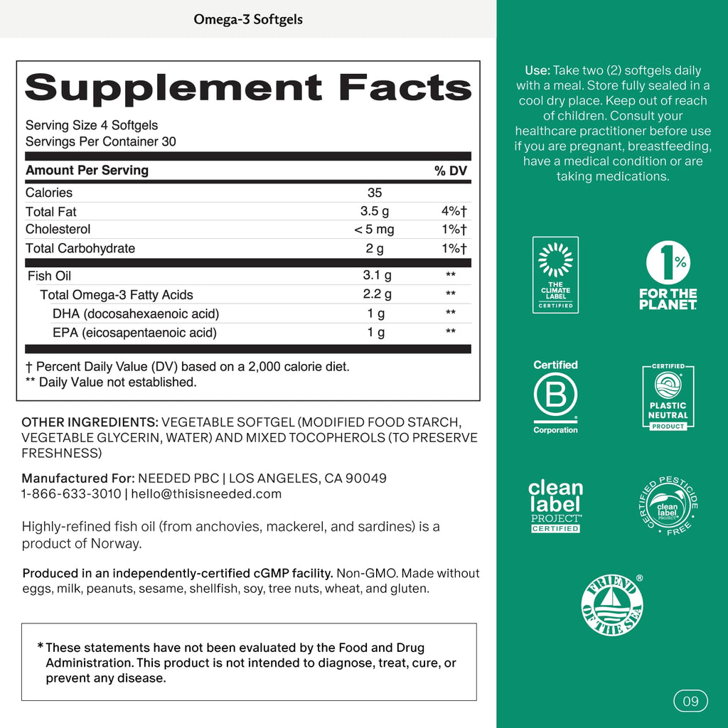 Prenatal Omega-3 Fish Oil 1000mg DHA 1000mg EPA Gelatin-Free Softgel Q914687
