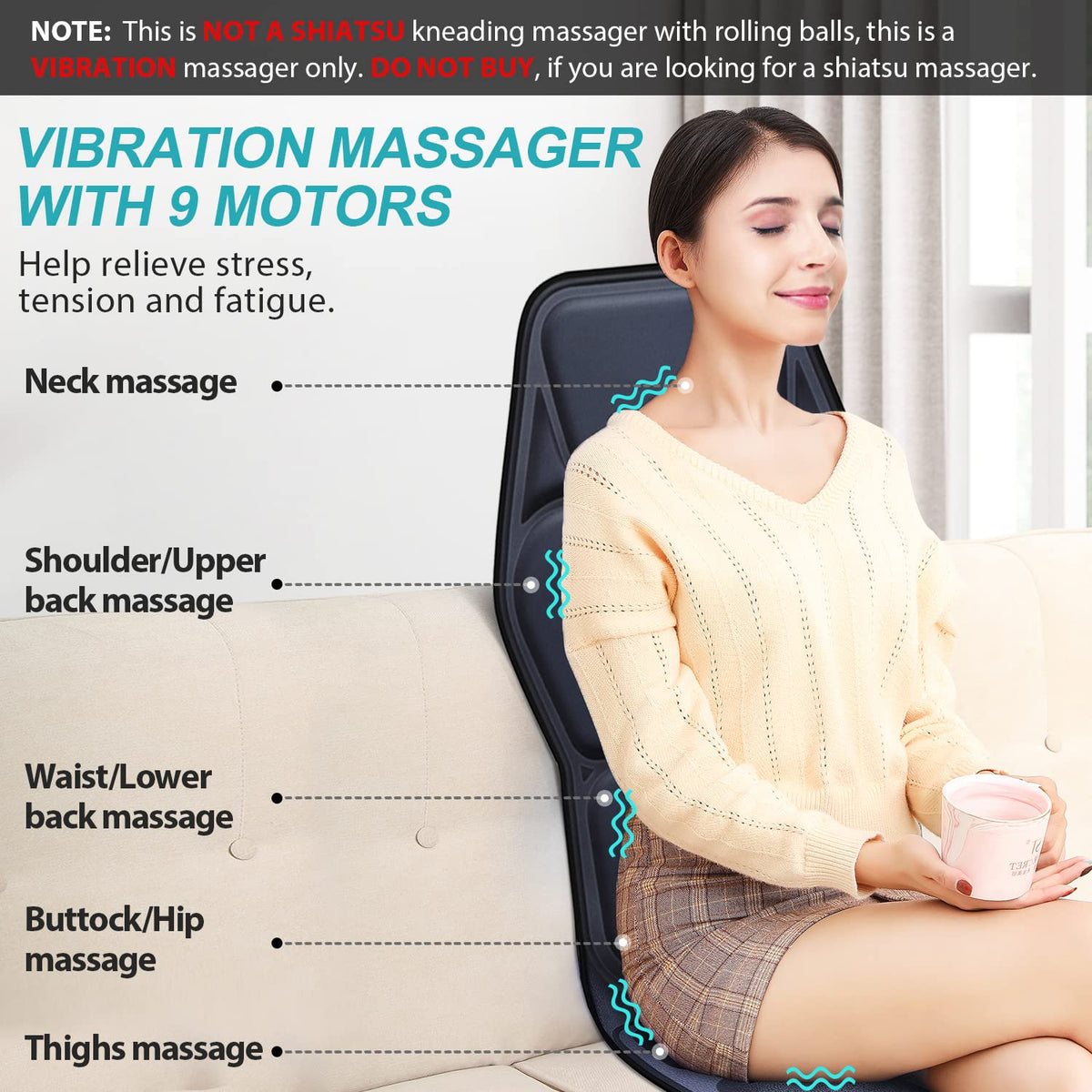 Heated Massage Seat Cushion Pad L379