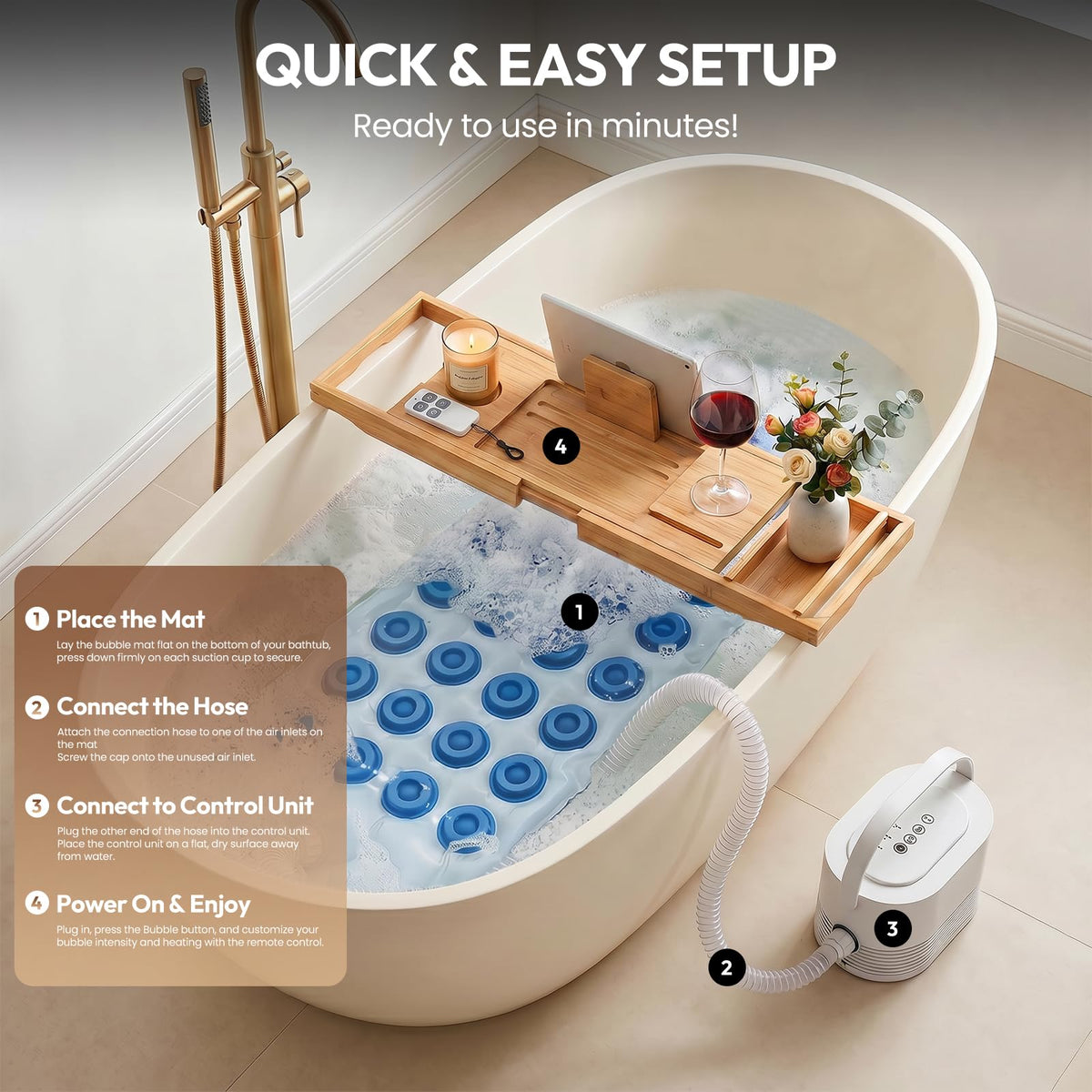 Bubble Bath Mat with Heater Y90314