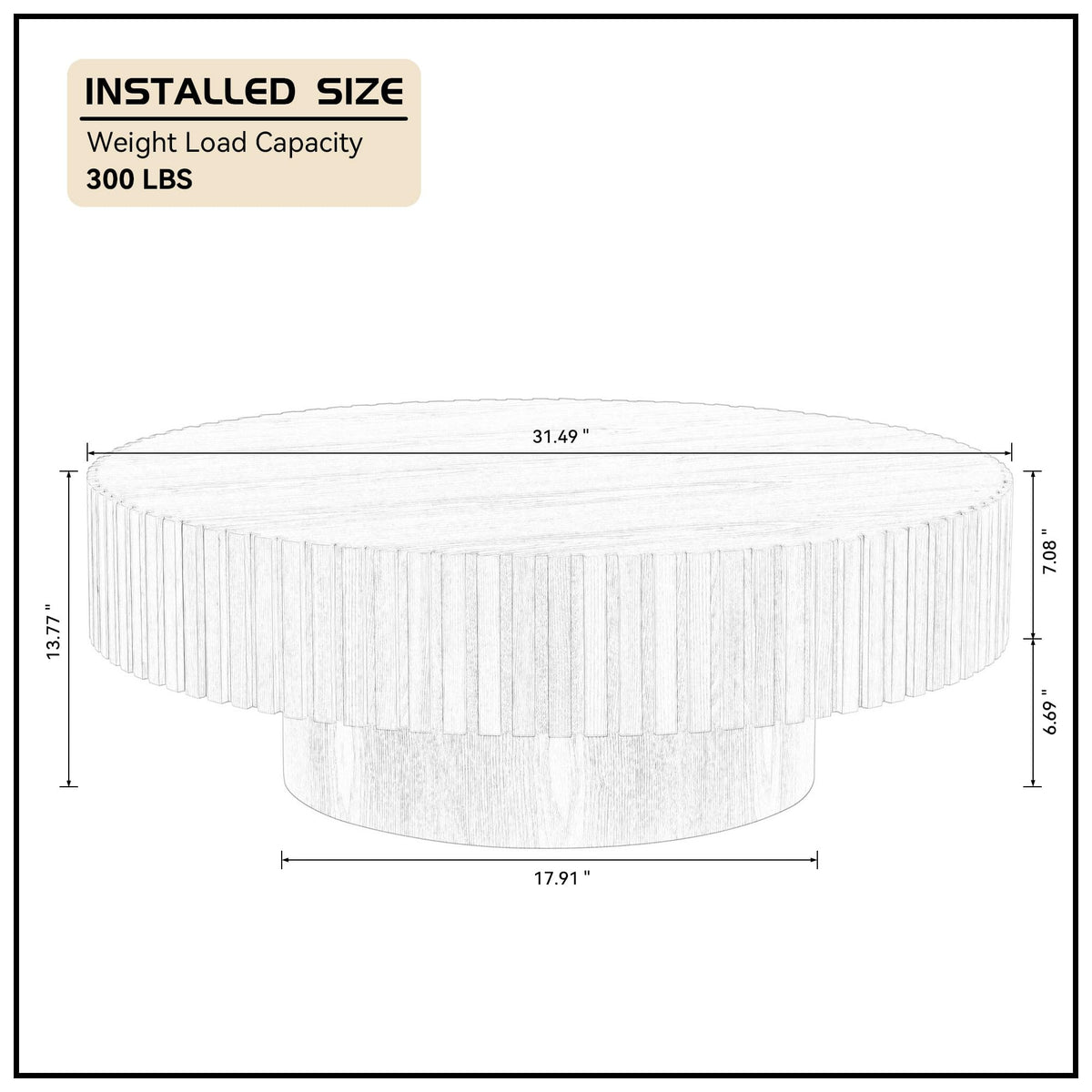Black Round Coffee Table with Base L352
