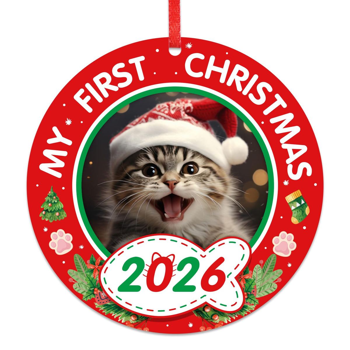 Personalized Picture Frame Cat's First Christmas Ornament 2026 M9199