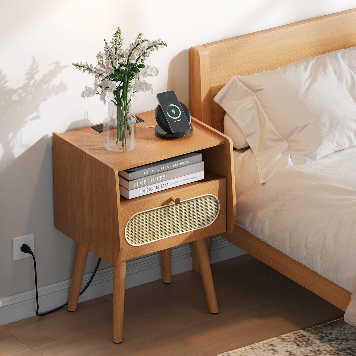 Mid Century Modern Nightstand Set of 2 V4870