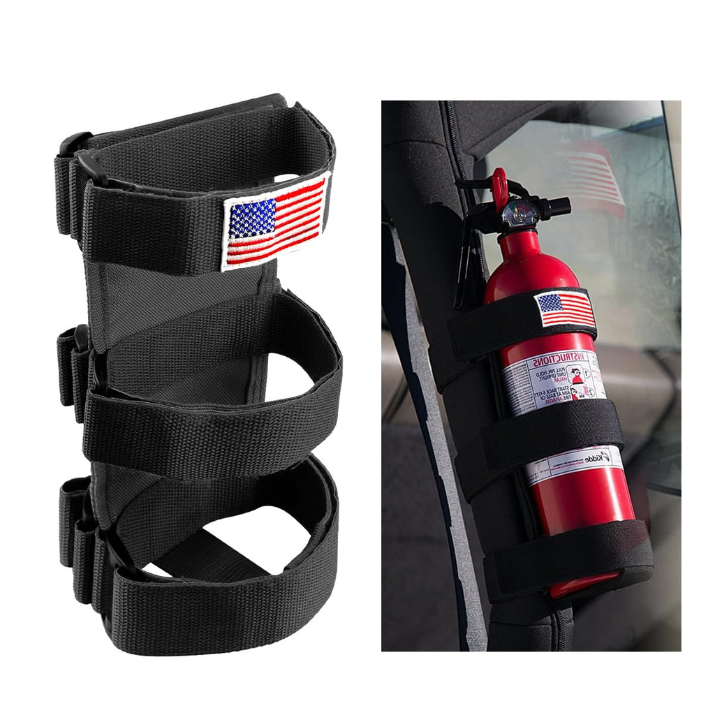 Adjustable Fire Extinguisher Holder with American Flag Pattern Strap O411553