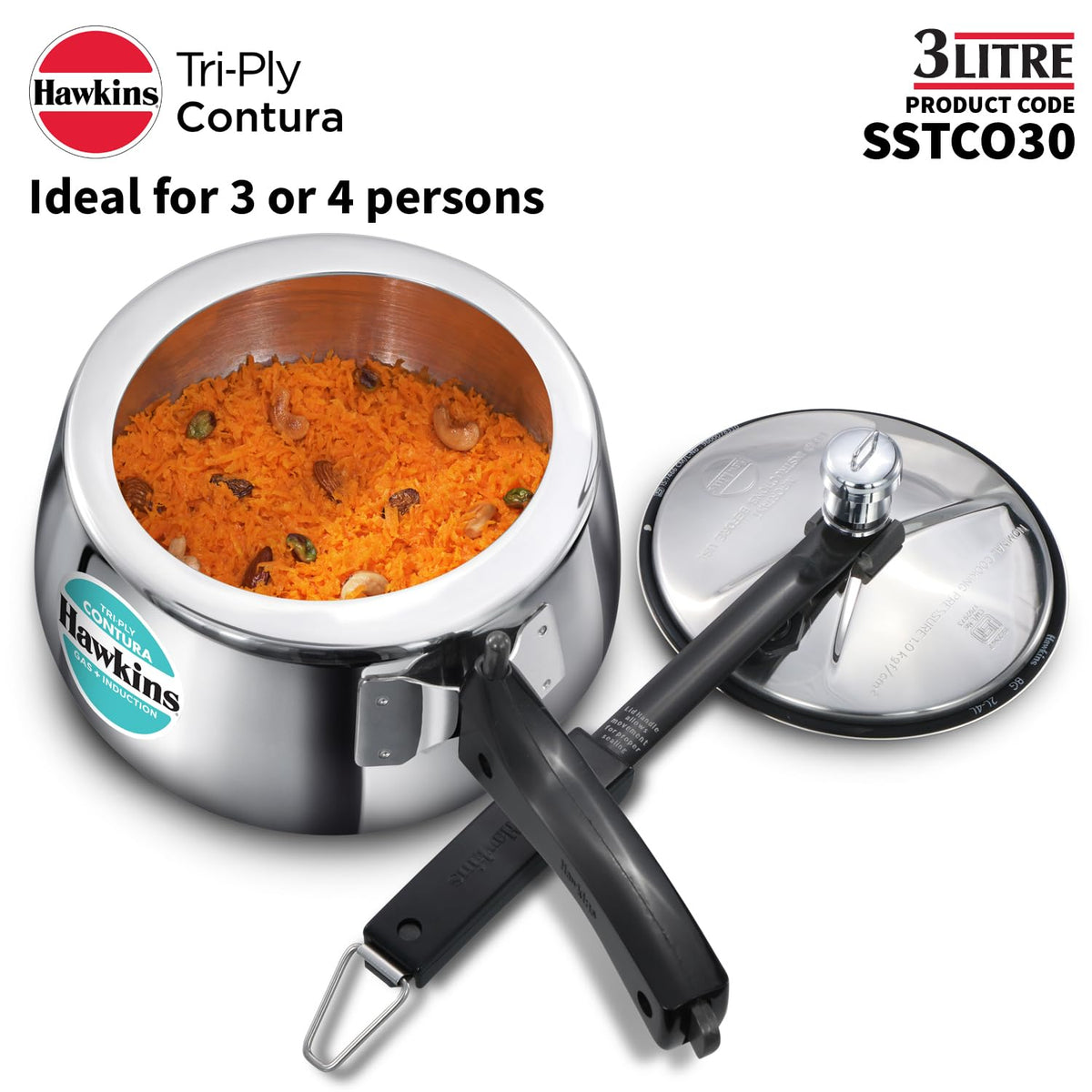 3 Litre Triply Stainless Steel Pressure Cooker Z23482