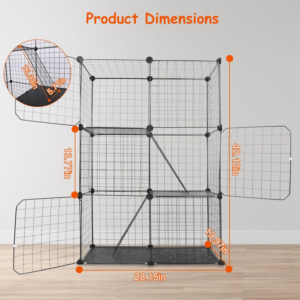 3-Tier Cat Cage with 3 Doors 2 Ramp Ladders H604