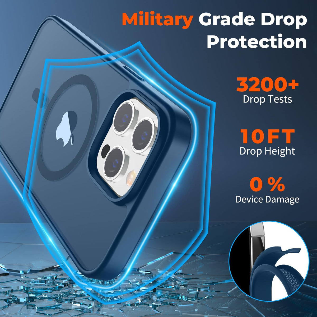 Magnetic iPhone 13 Pro Max Case Dark Blue Z398534