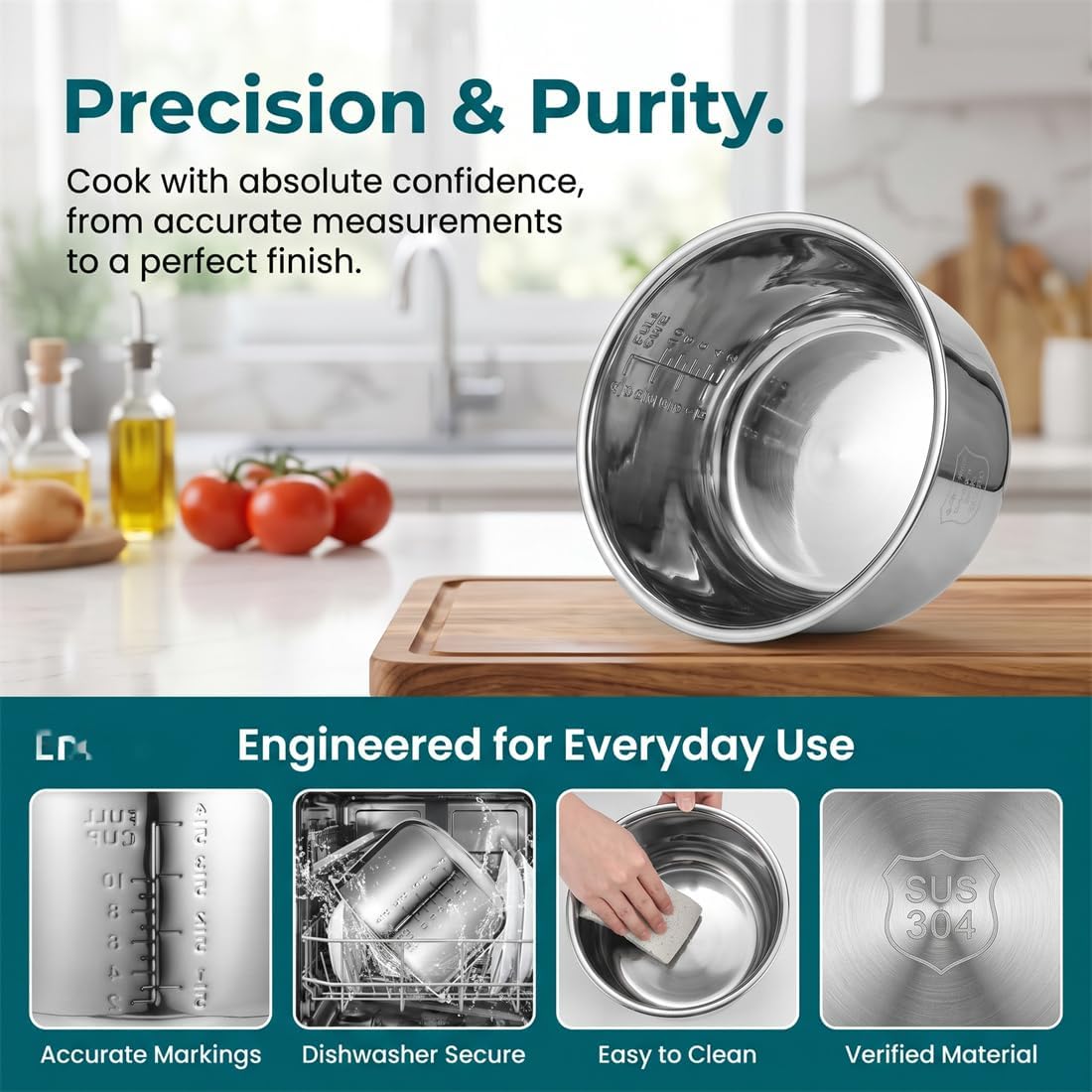 Stainless Steel 3L Rice Cooker Inner Pot W652108