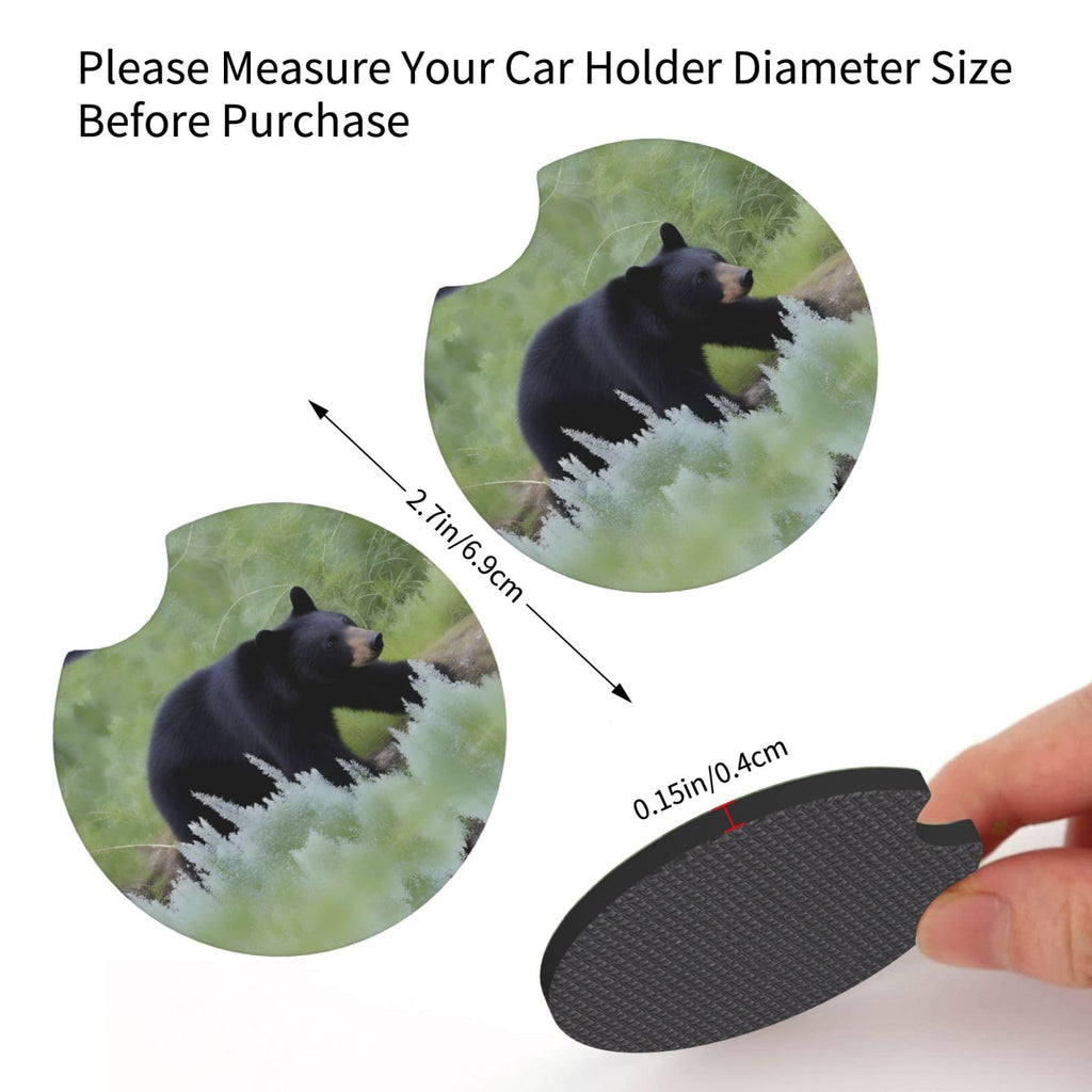 Black Bear Rubber Car Coasters Set of 2 J557157