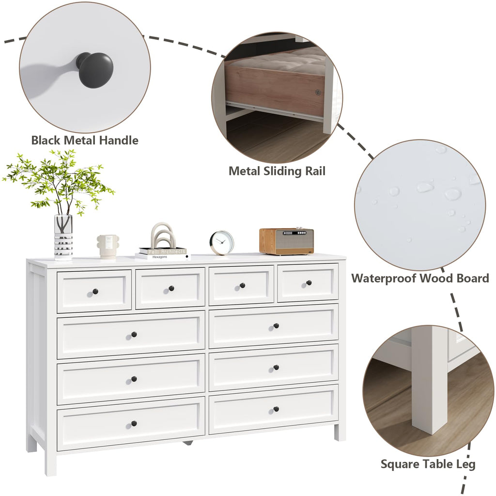 White 10 Drawers Dresser I6006