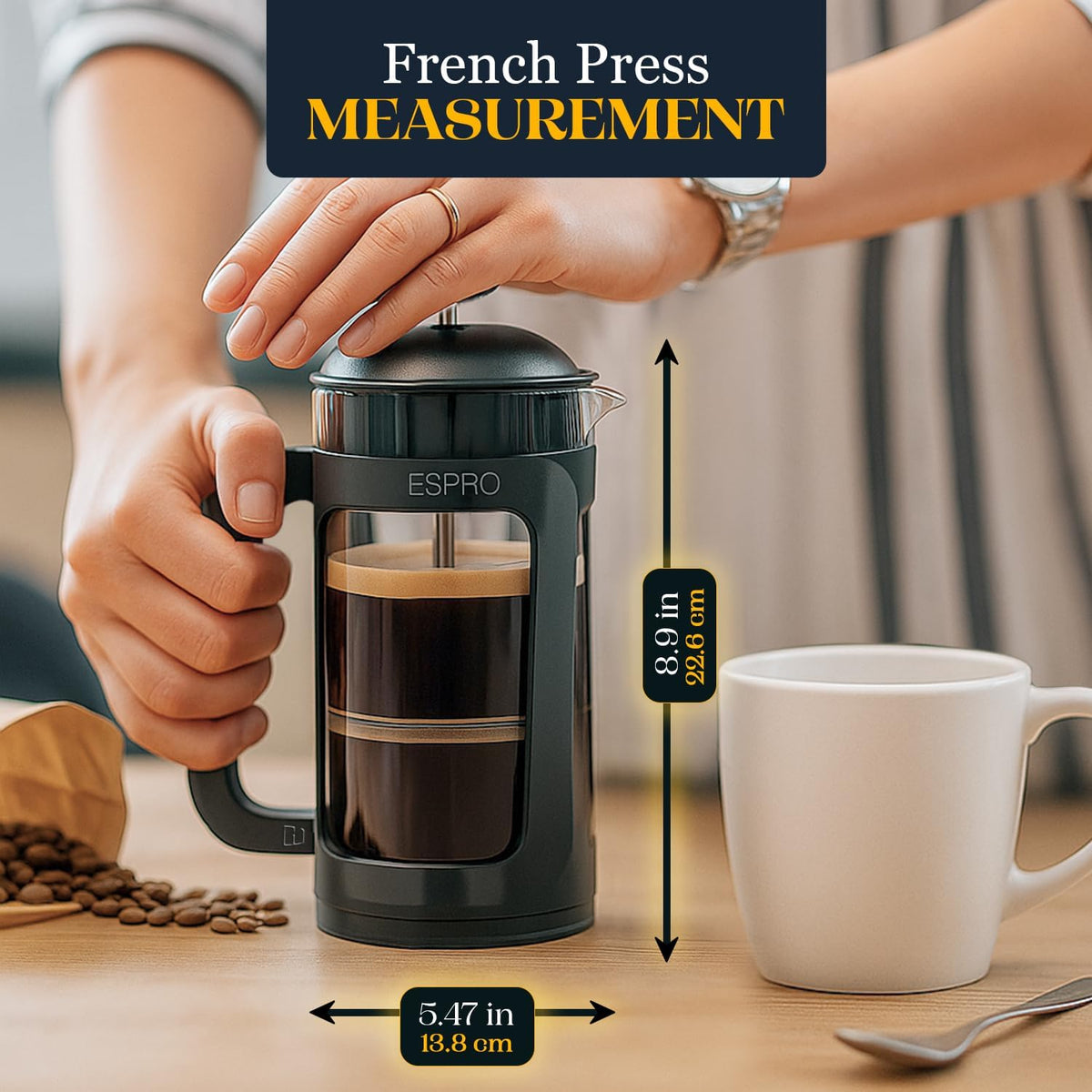Black 17oz French Press Coffee Maker F4718