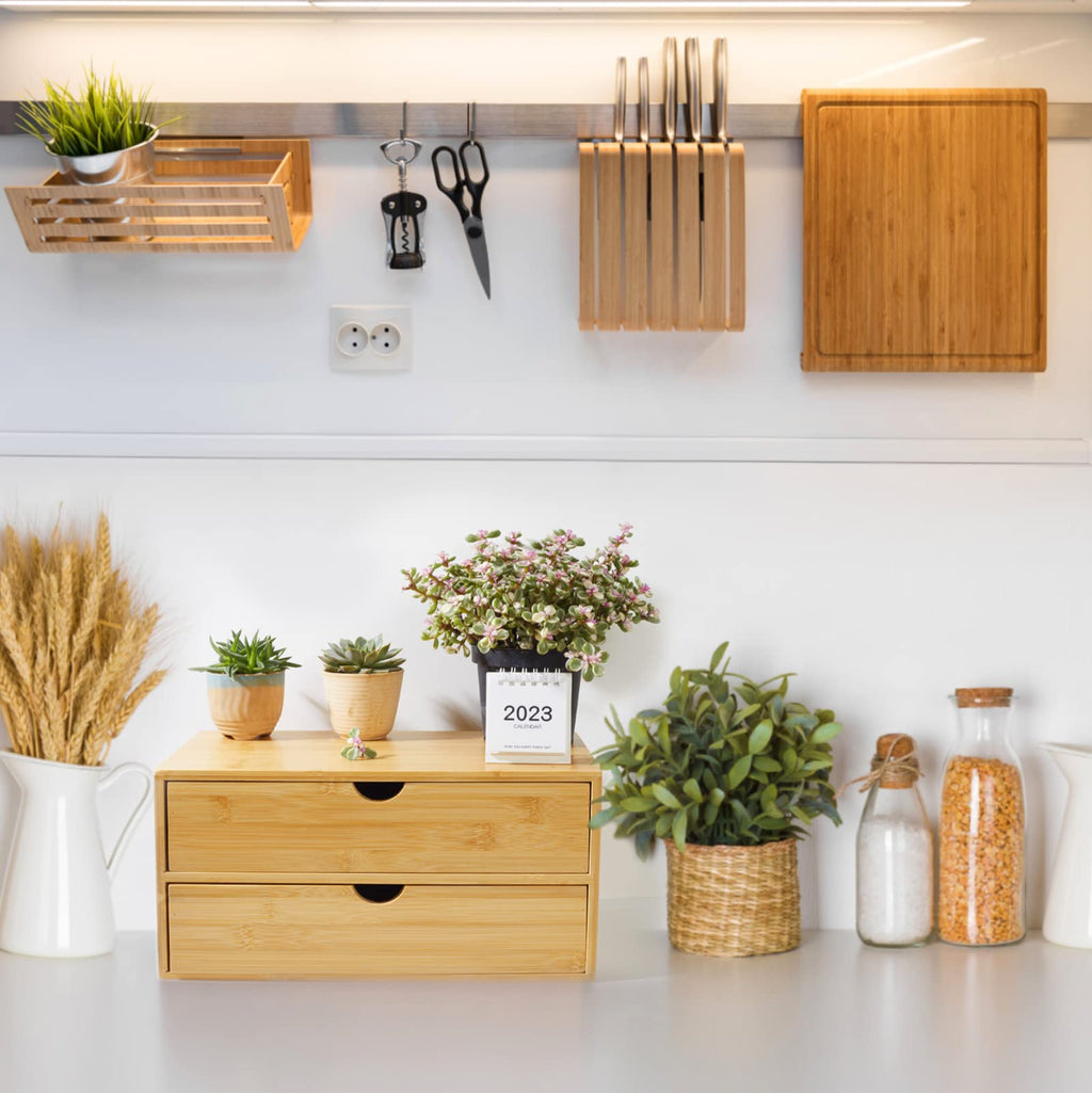 Bamboo Desk Organizer with Drawers T803586