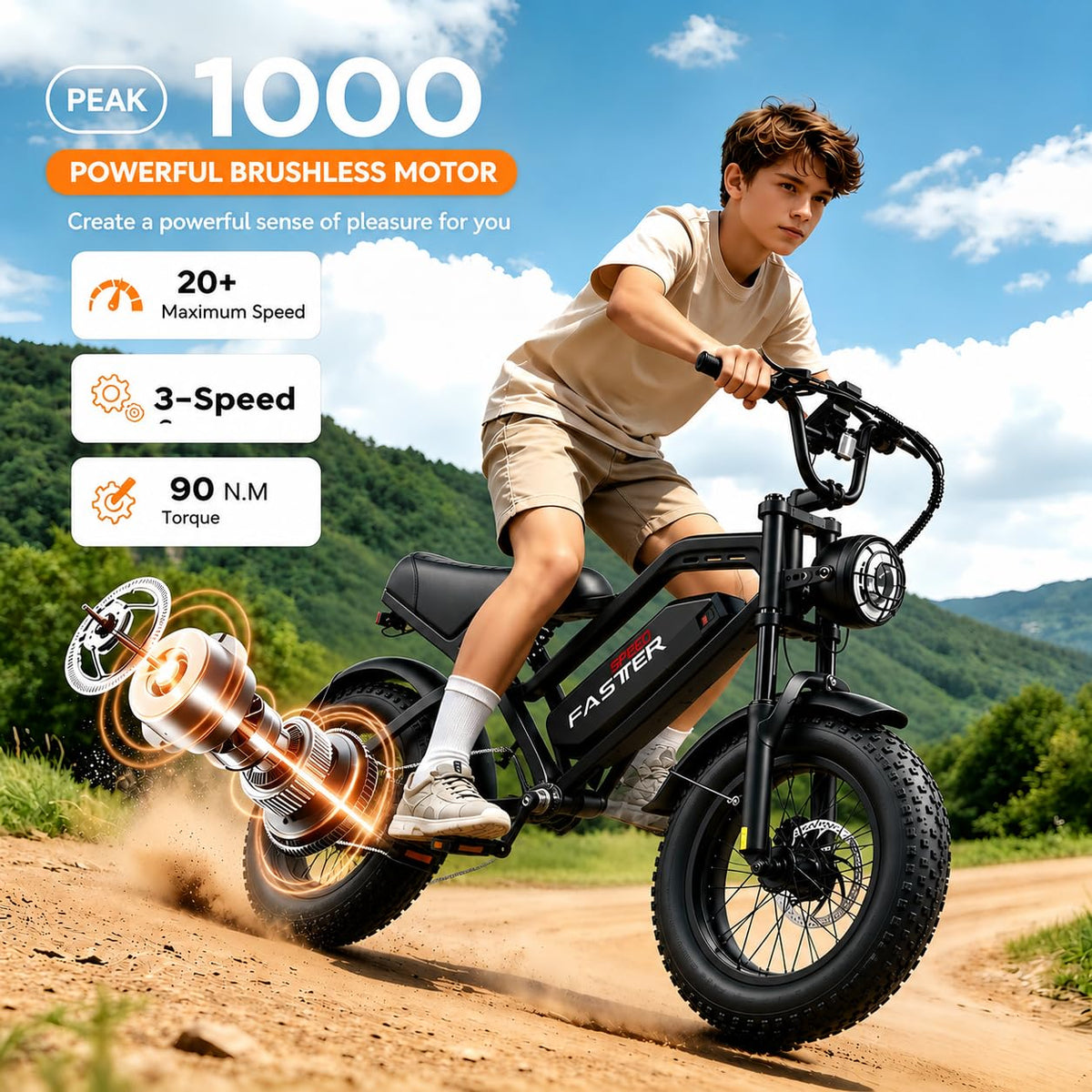 1000W 48V 16Ah Fat Tire Electric Bike O440