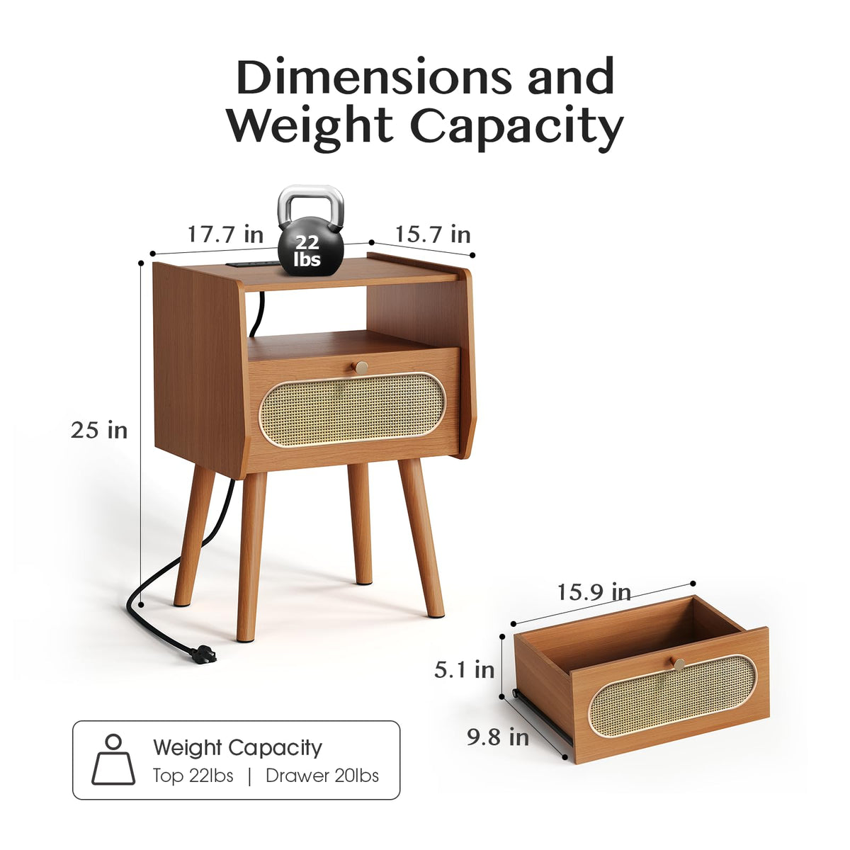 Mid Century Modern Nightstand Set of 2 V4870
