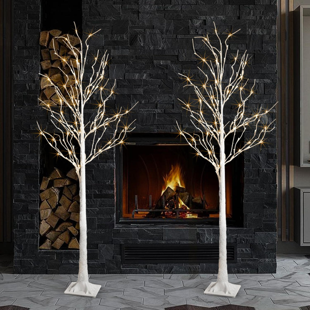 2 Pack 6 Feet Prelit White Artificial Christmas Trees Y7913