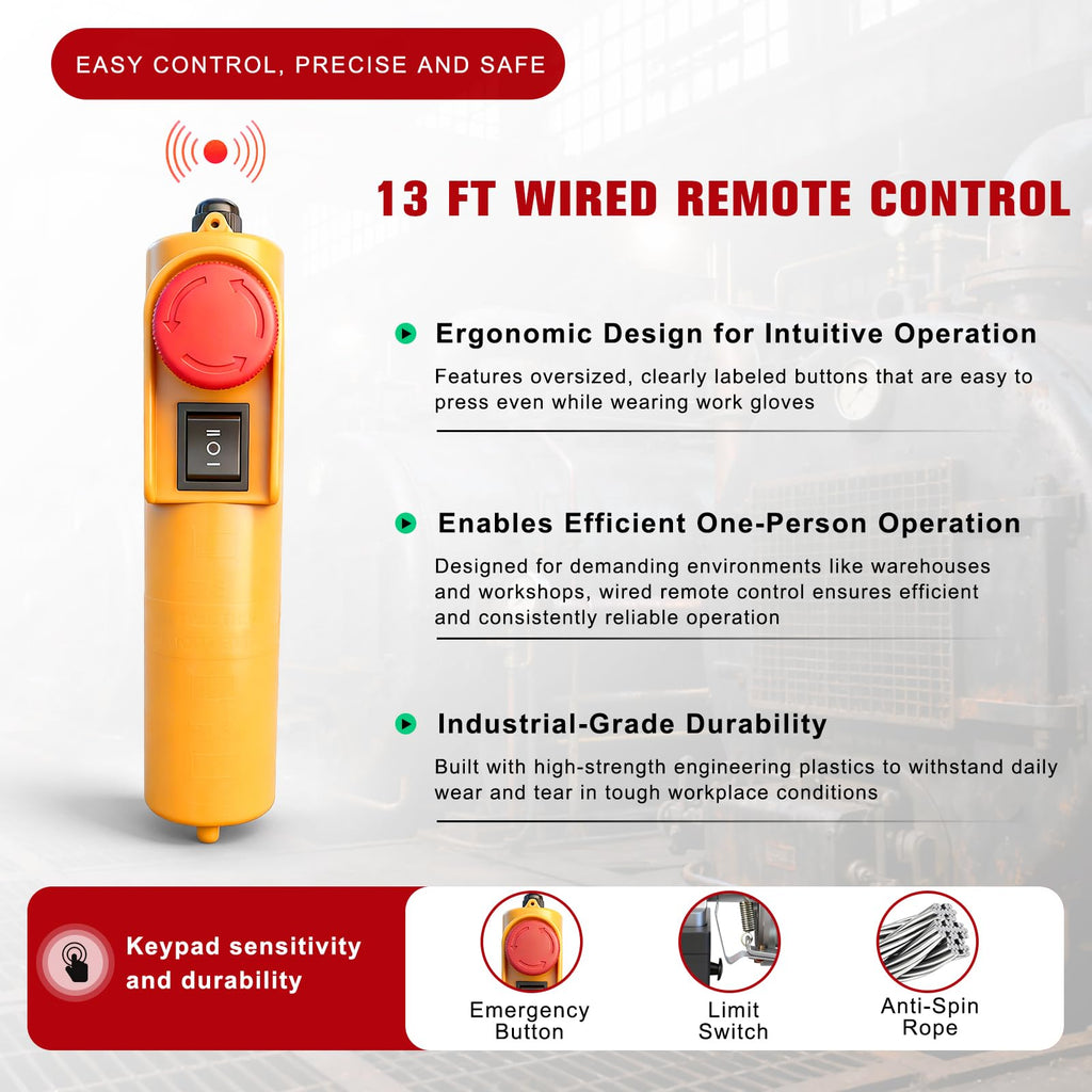 1320Lbs Electric Hoist with 13ft Remote Control Q370798