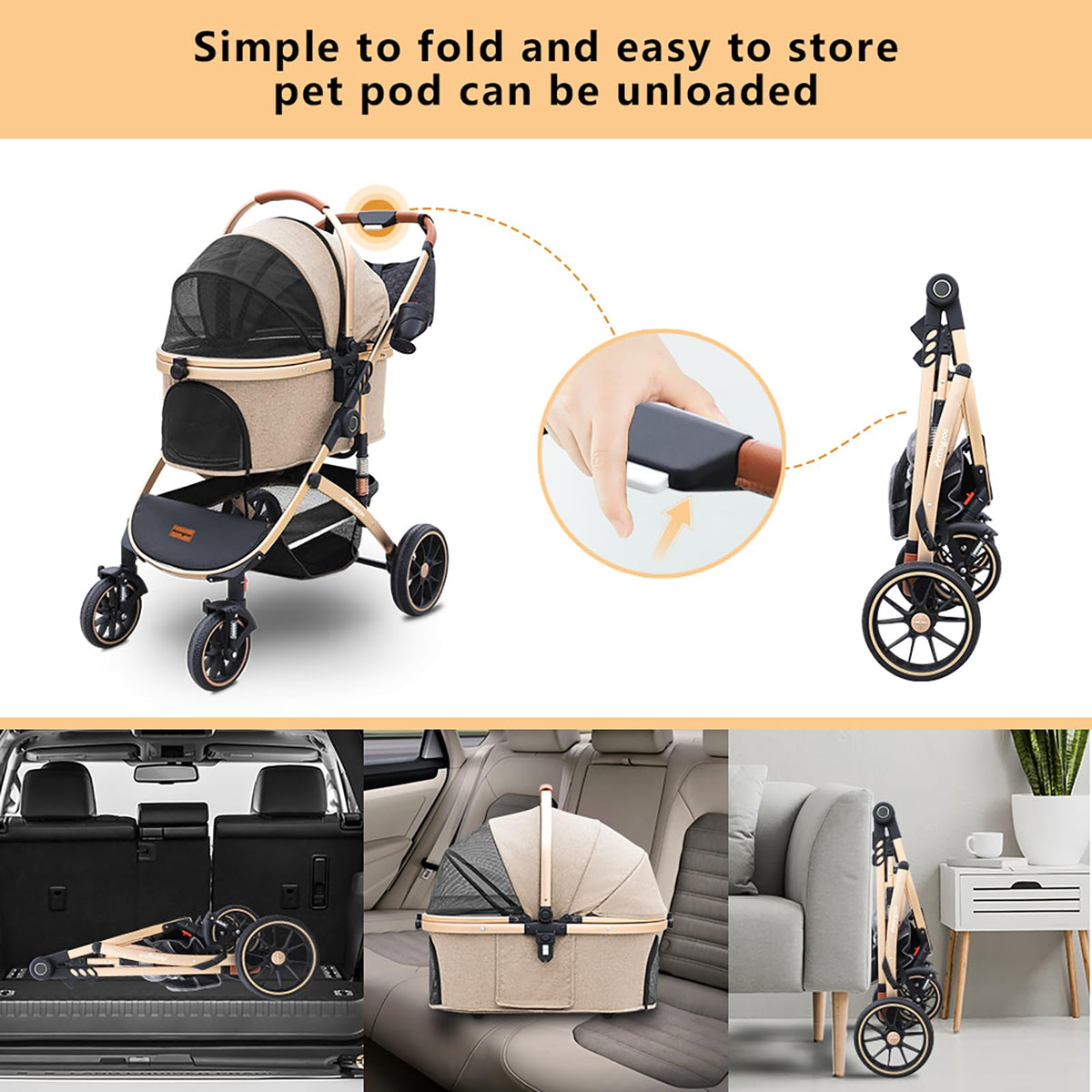 Dog Stroller with Removable Carrier X26741