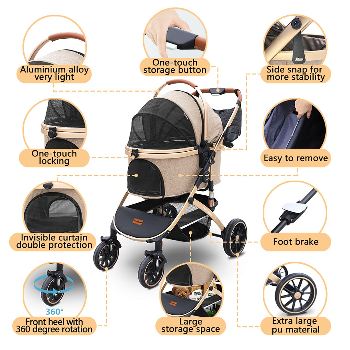 Dog Stroller with Removable Carrier X26741