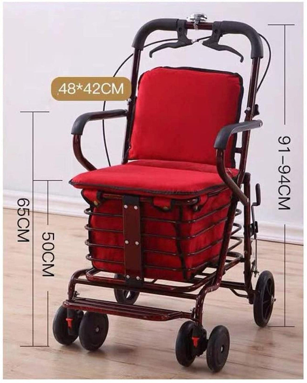 Folding Carbon Steel Rollator Walker Shopping Trolley S140