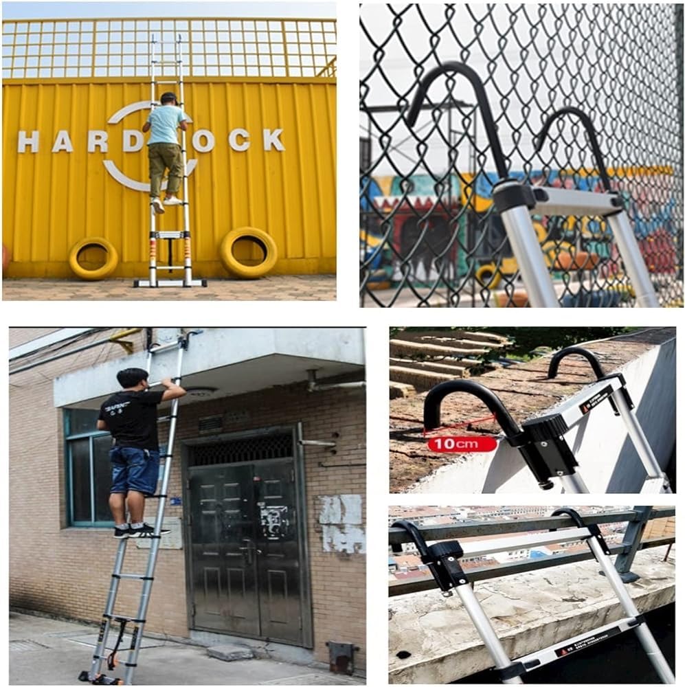 Telescoping Ladder with Hook Folding Portable Aluminum 330 Lbs U2206