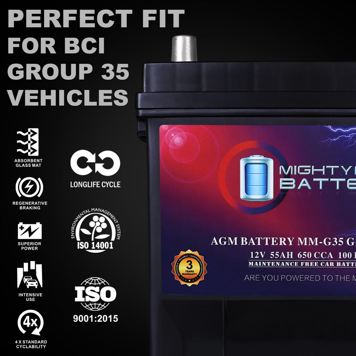 12V 55Ah AGM Replacement Battery M514