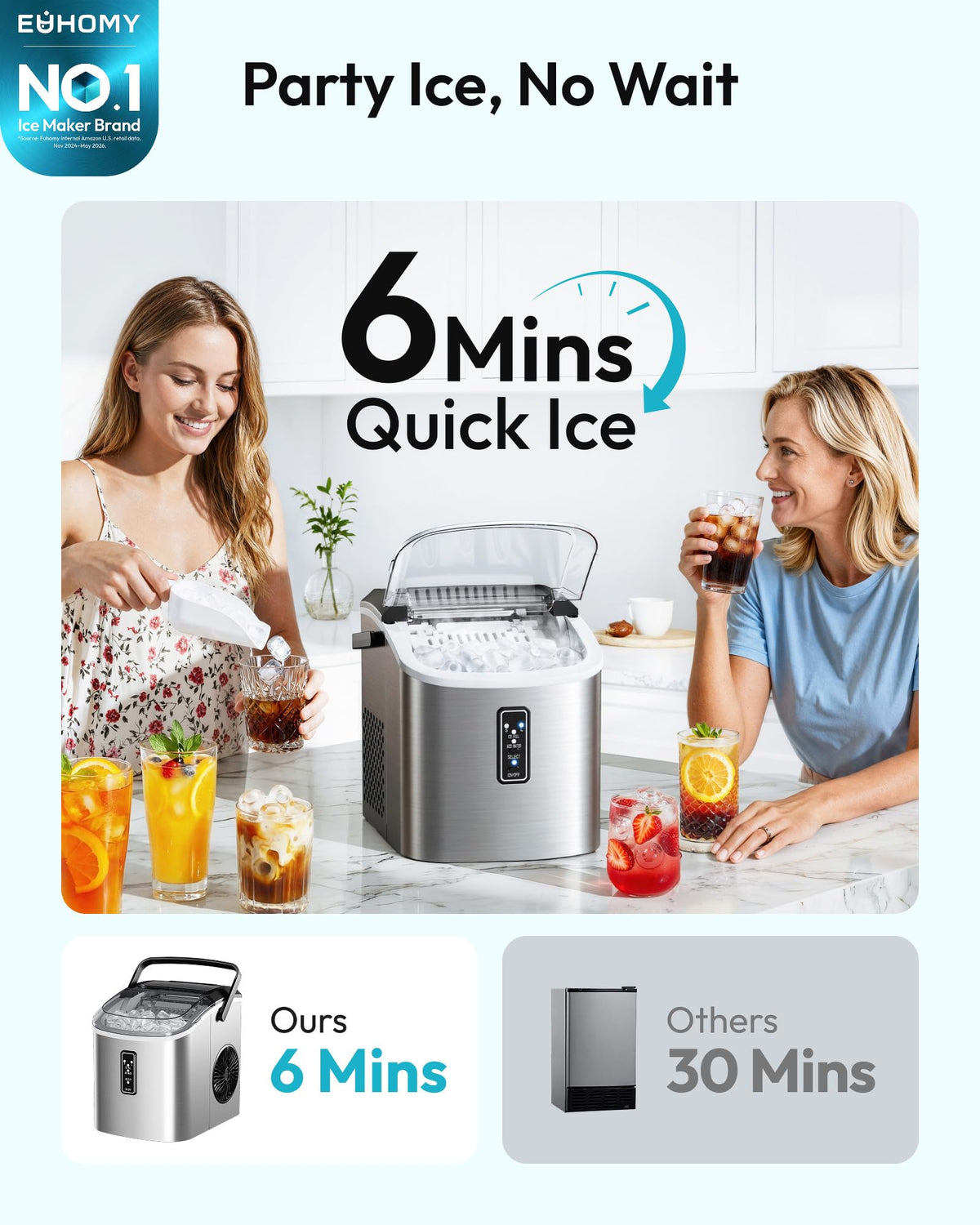 Portable Countertop Ice Maker with Carry Handle and Scoop Y4085
