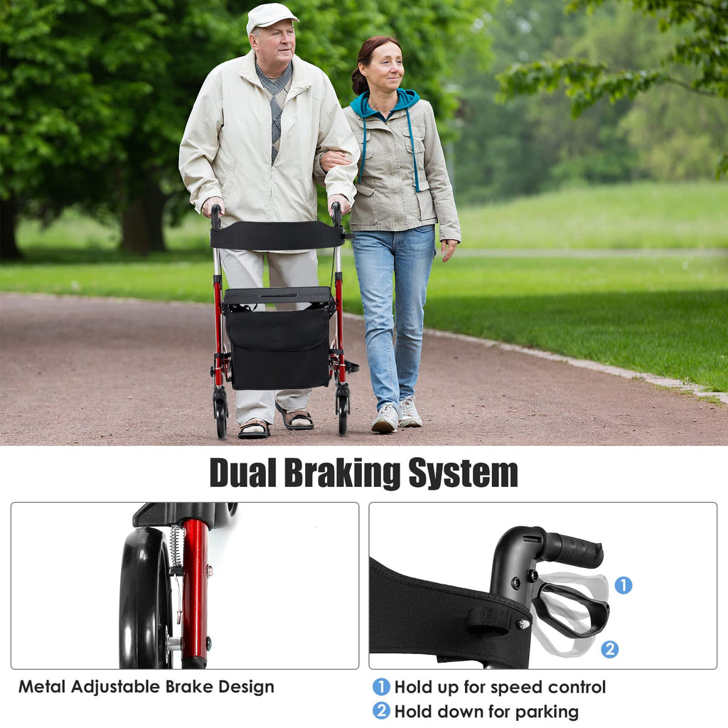 2-in-1 Aluminum Rollator Walker with Seat A72408