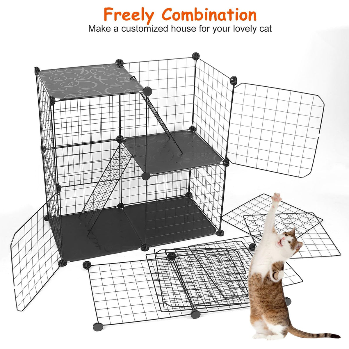 3-Tier Cat Cage with 3 Doors 2 Ramp Ladders H604