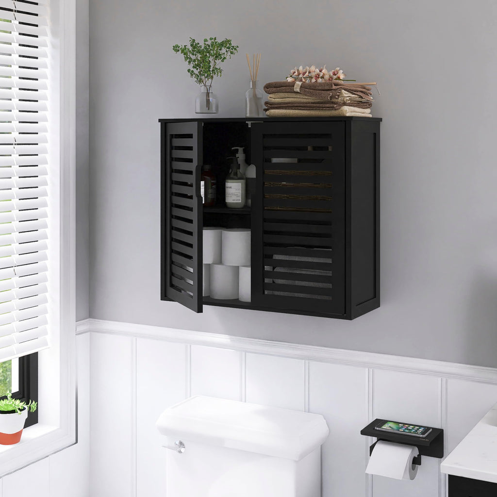Black Bathroom Storage Cabinet with Adjustable Shelf Q5287
