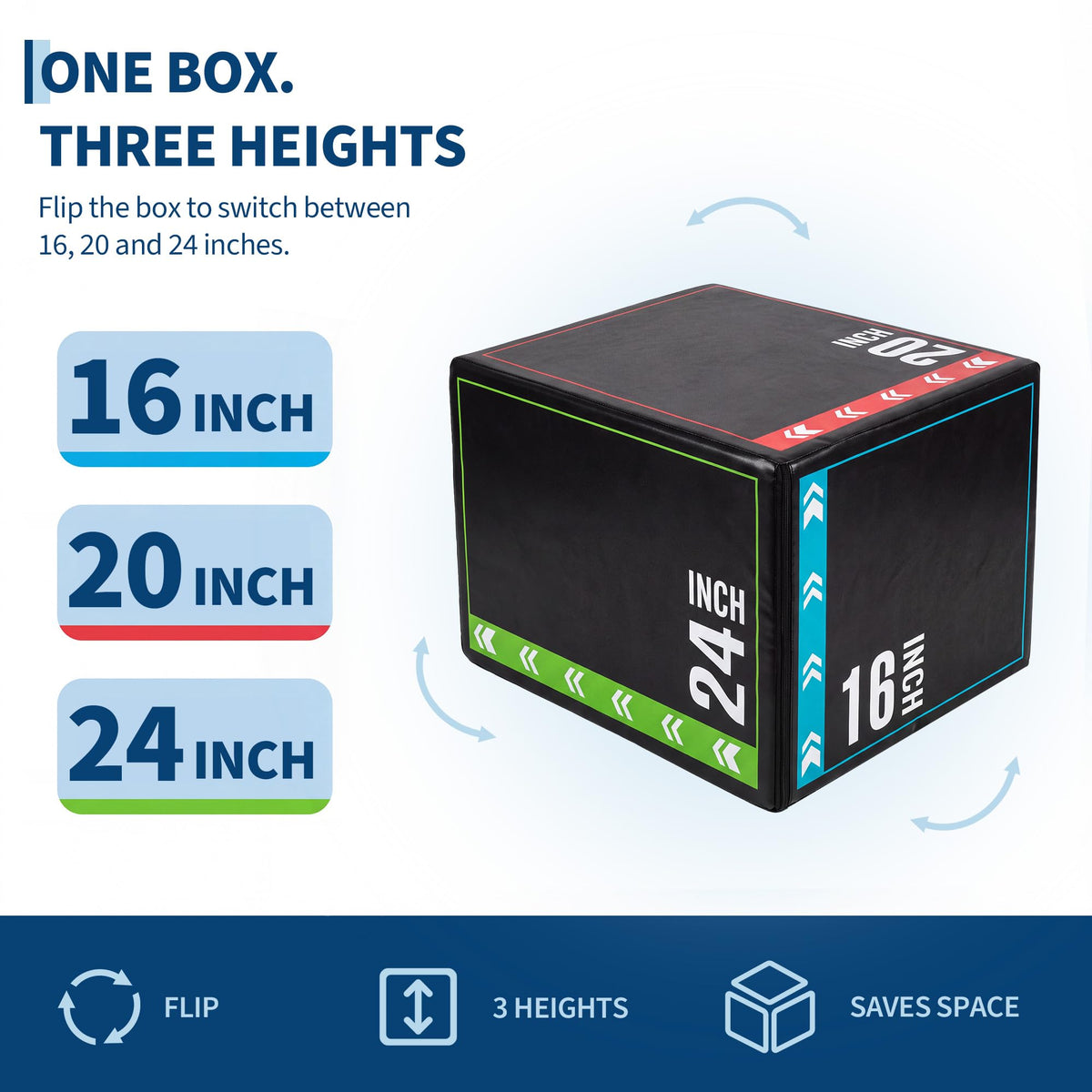 3 in 1 Plyometric Jump Box with Non-Slip Surface K765361
