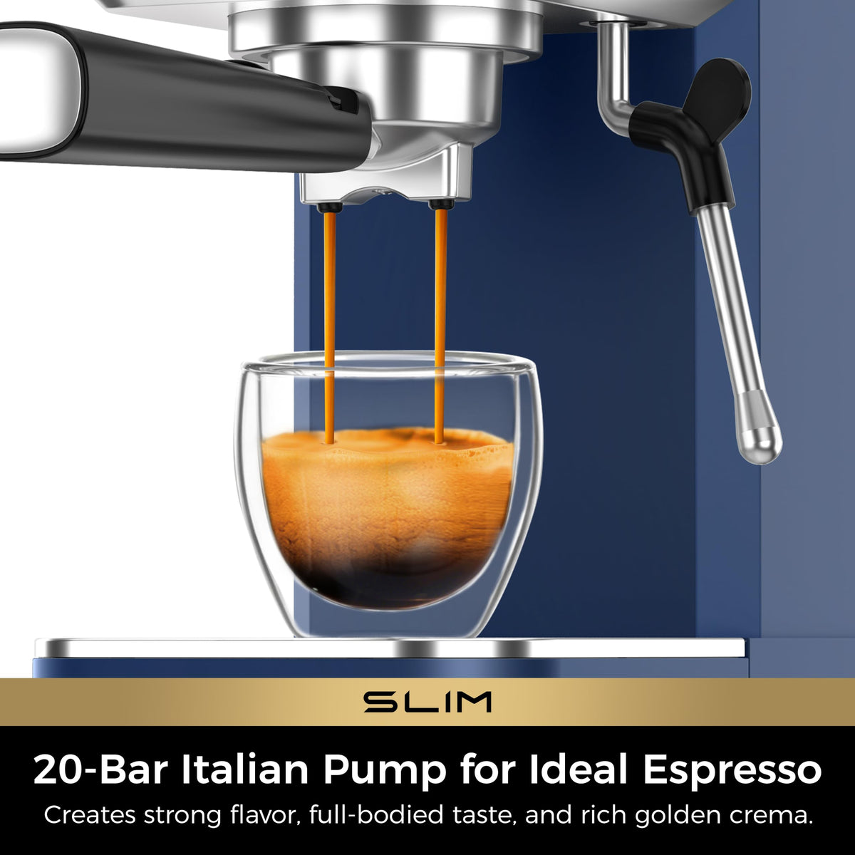 Dark Blue Espresso Machine with Conical Burr Coffee Grinder K578