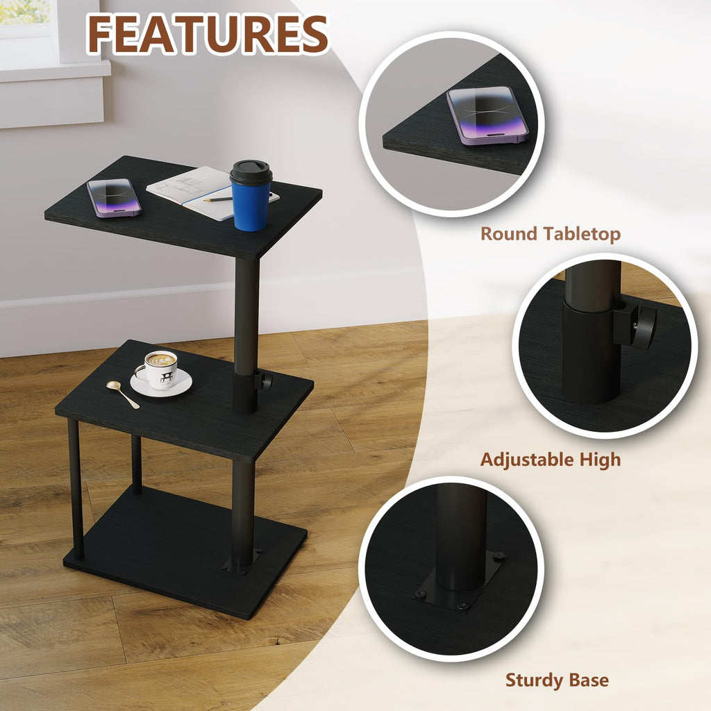 Swivel Side Table with Storage Shelf P4459