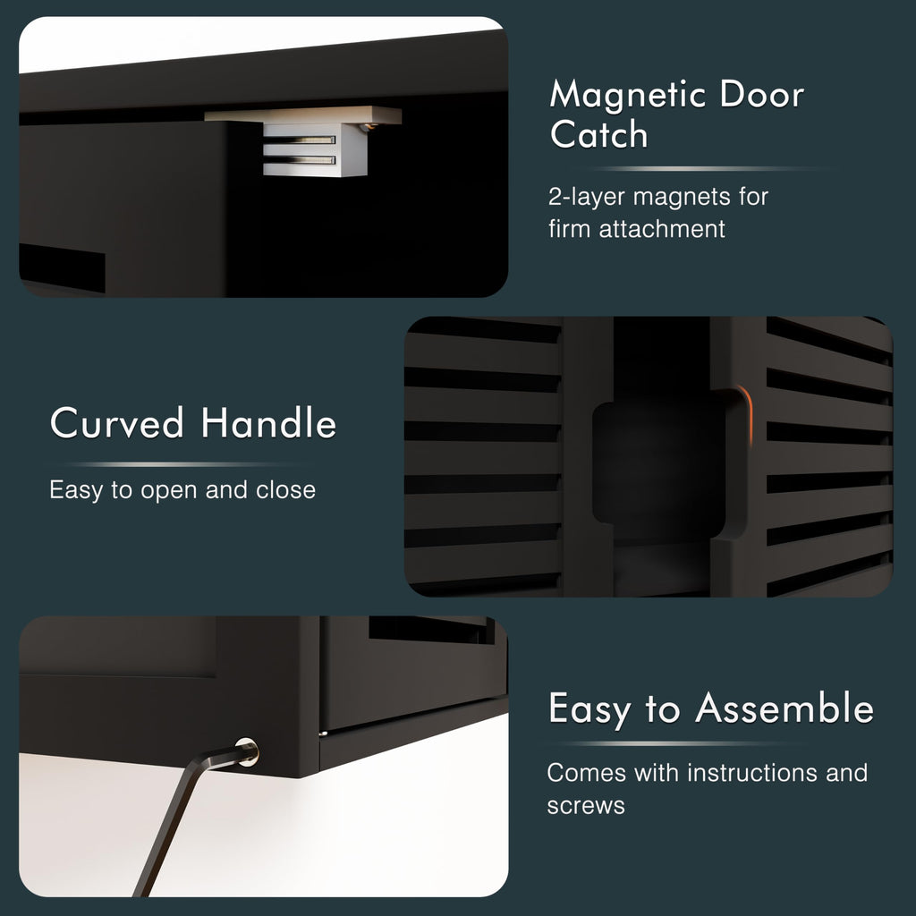 Black Bathroom Storage Cabinet with Adjustable Shelf Q5287