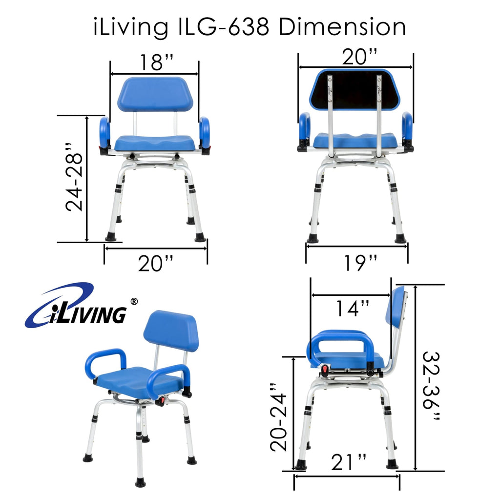 Blue Padded Shower Chair with Back and Arms N6082