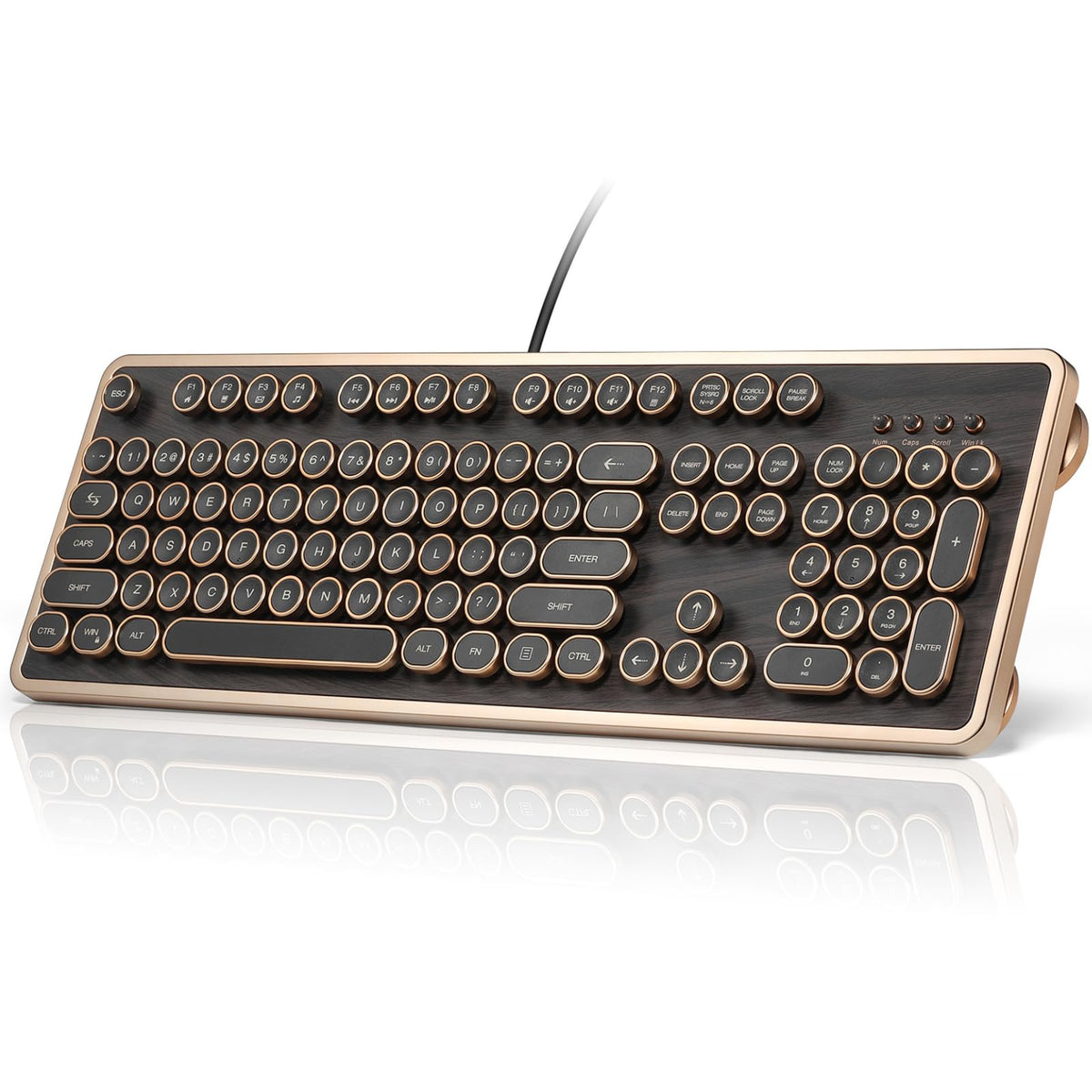 Wired Full-Size 104 Keys Mechanical Keyboard with Round Keycaps Q823