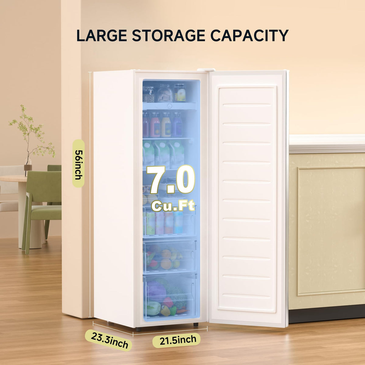 7.0 Cu.ft Convertible Upright Freezer/Refrigerator White A8431