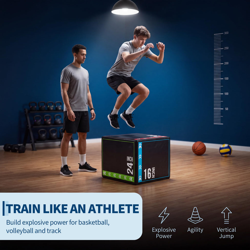 3 in 1 Plyometric Jump Box with Non-Slip Surface K765361