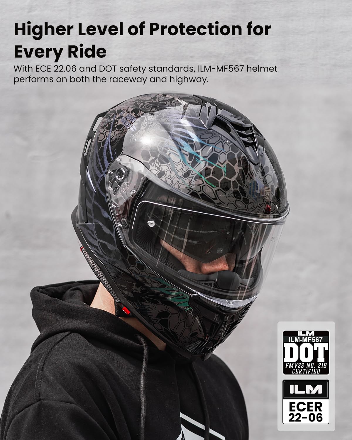 Motorcycle Helmet DOT ECE Dual Visor Full Face H97838