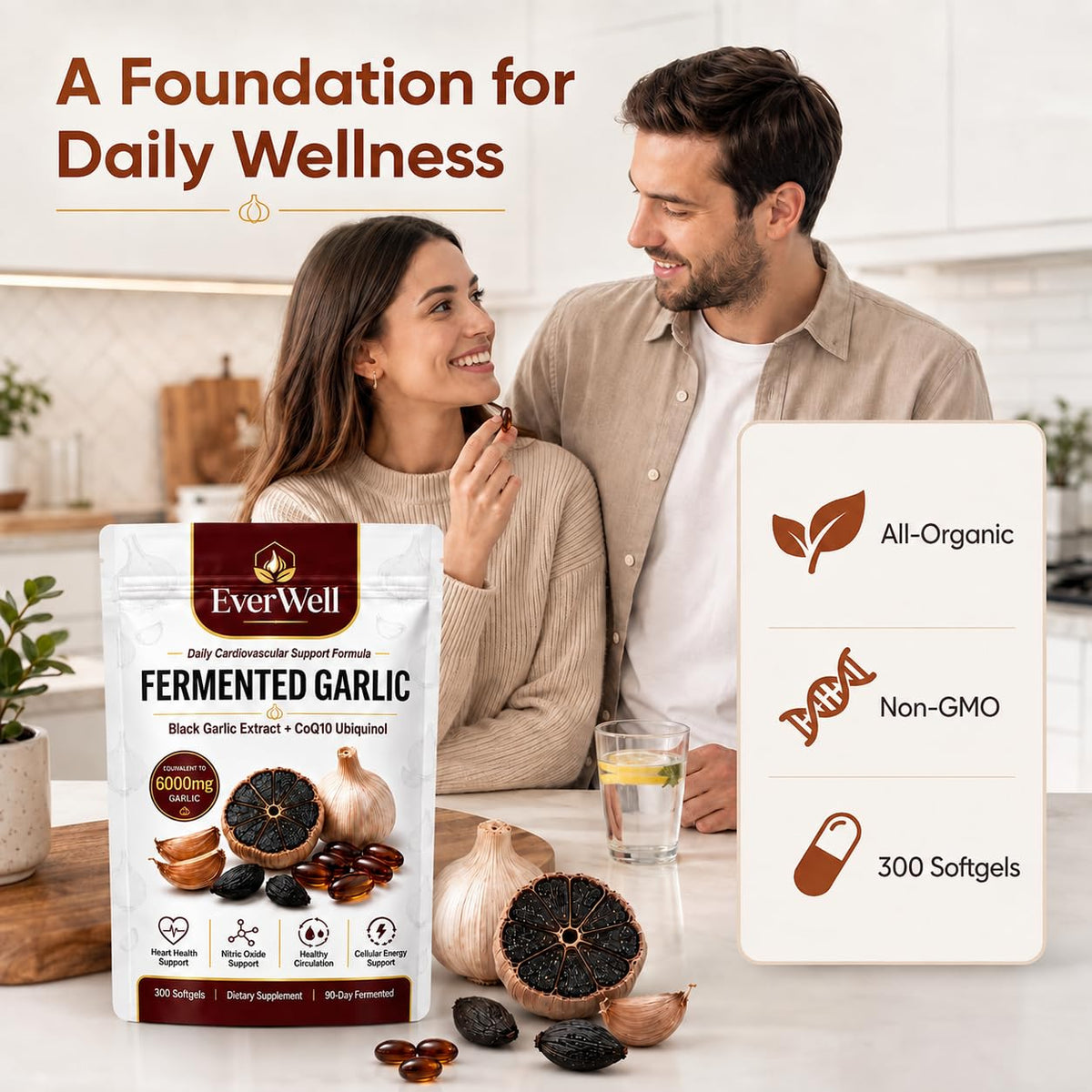 Black Garlic CoQ10 Softgels, 300 Softgels A51874