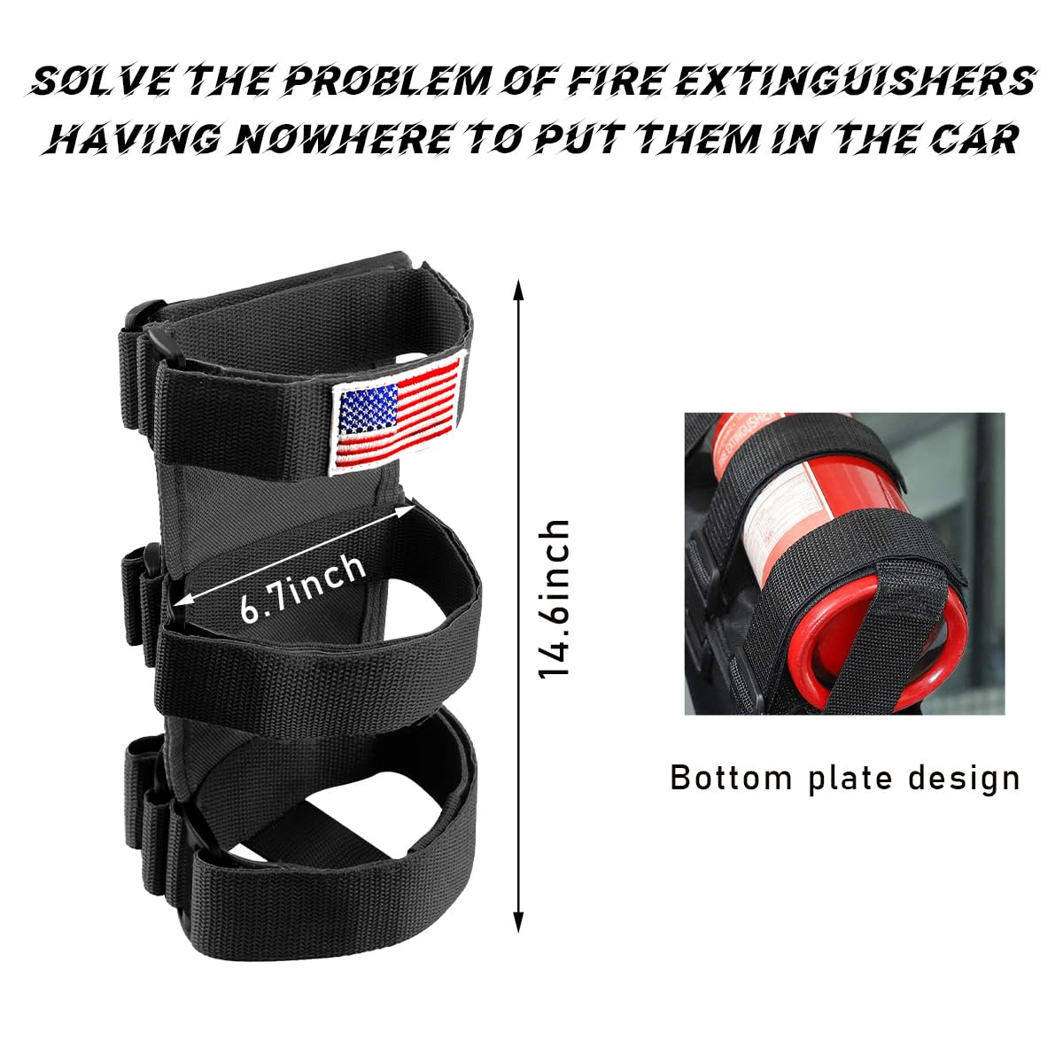 Adjustable Fire Extinguisher Holder with American Flag Pattern Strap O411553