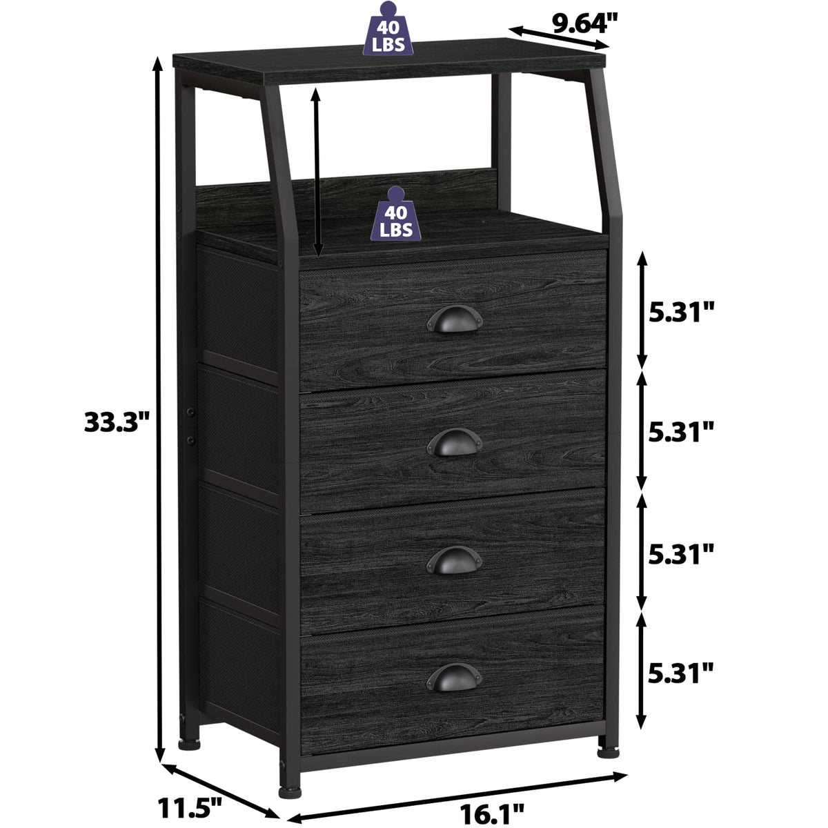 Tall Nightstand with Fabric Drawer D6393