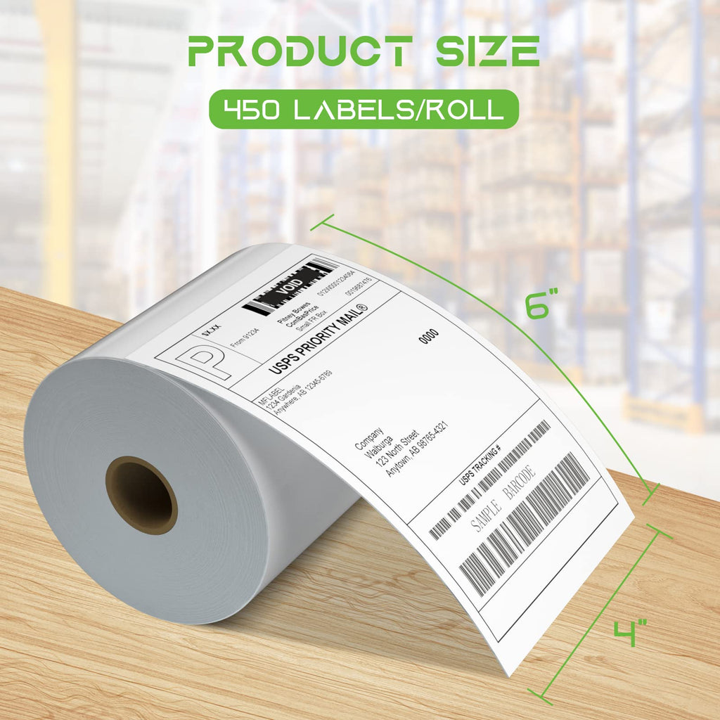 4x6 Direct Thermal Shipping Labels, 4 Rolls, 450 Labels/Roll R243