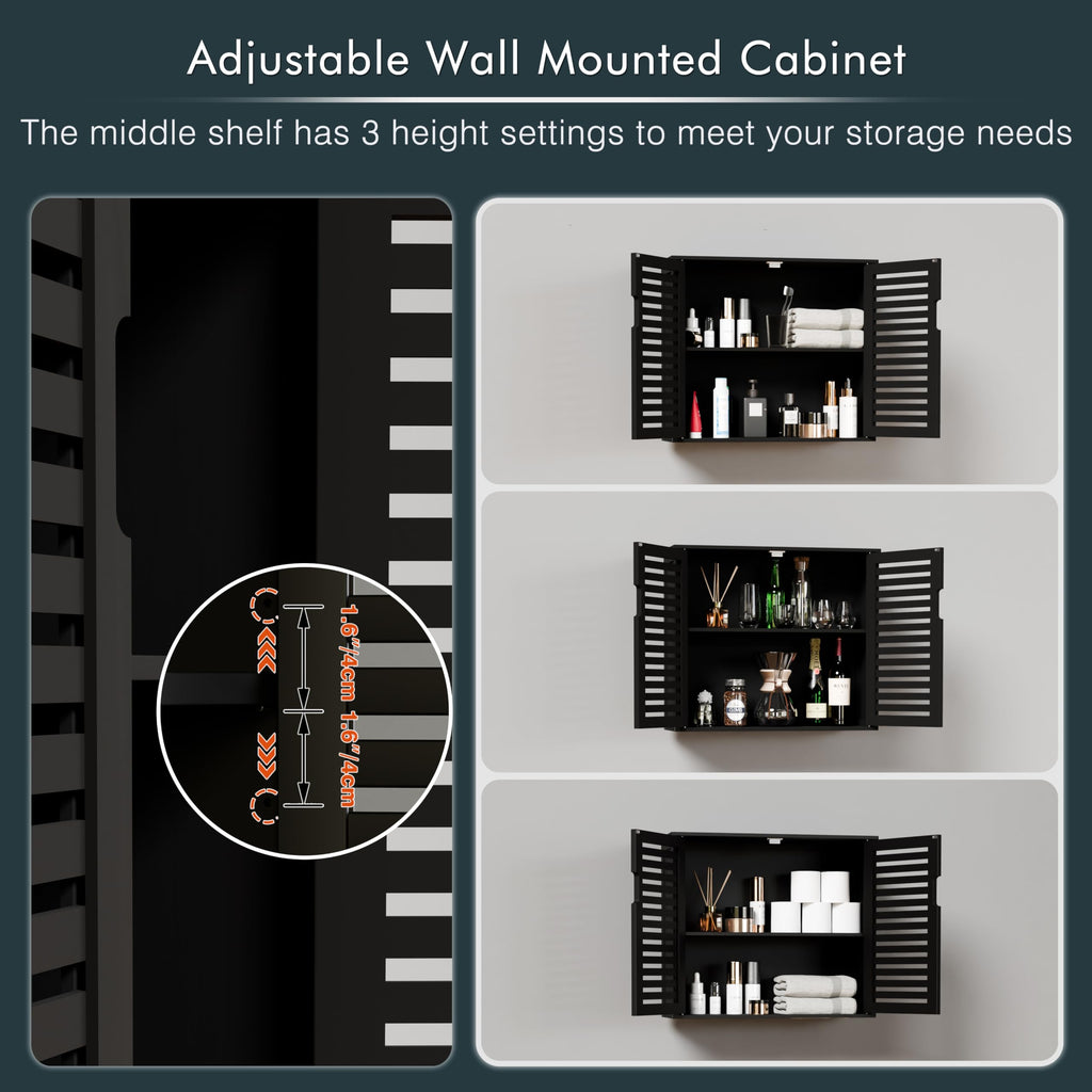 Black Bathroom Storage Cabinet with Adjustable Shelf Q5287