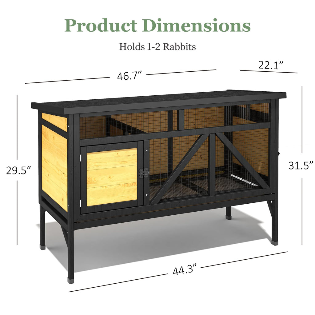 46.7" Wooden Rabbit Hutch with Removable Tray O3229