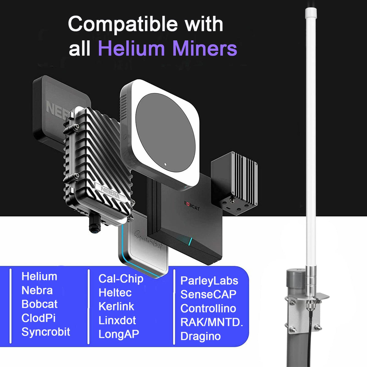 Waterproof 8dBi Omni-Directional Glass Fiber LoRaWan 915MHz Antenna with 5M Cable I373