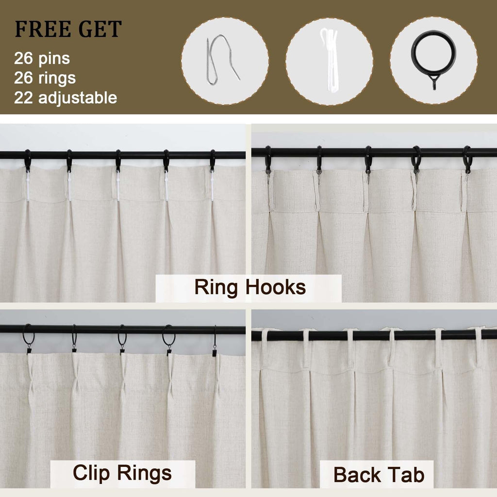 Extra Wide Pinch Pleated Curtains 90 Inches Long 2 Panels Set B865176